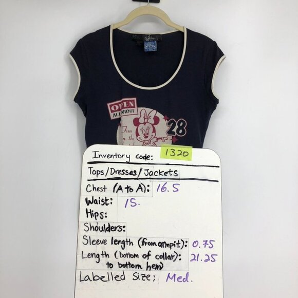 MNG Jeans Disney Minnie Mouse Bowlville Navy Sleeveless graphic t-Shirt size S - Picture 12 of 13